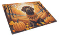 Chocolate Labrador Retriever Fall Cutting Board Tempered Glass Kitchen Cutting Surface, Heat Resistant Chopping, Non-Slip Feet, Food Prep & Serving