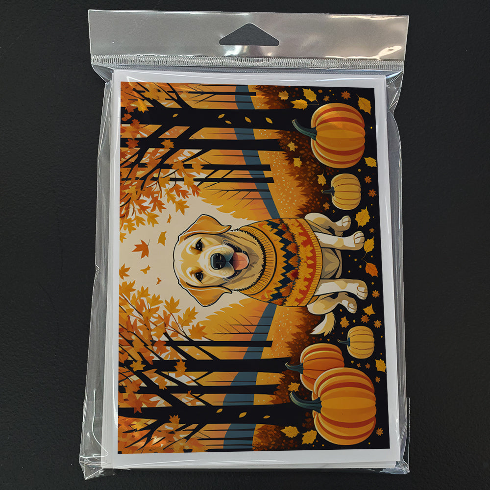 Yellow Labrador Retriever Fall Greeting Cards Pack of 8 Blank Cards with Envelopes Whimsical A7 Size 5x7