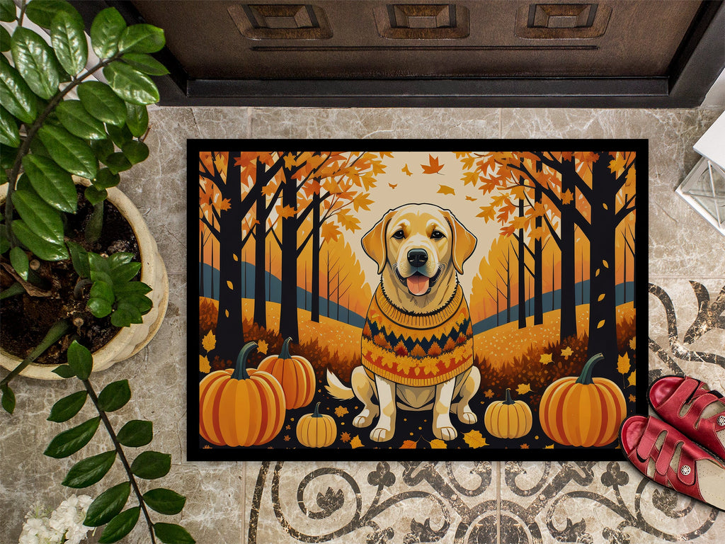 Yellow Labrador Retriever Fall Doormat Indoor Outdoor 24H X 36W Front Door Mat Rugs for Entryway, Non Slip Washable Low Pile,