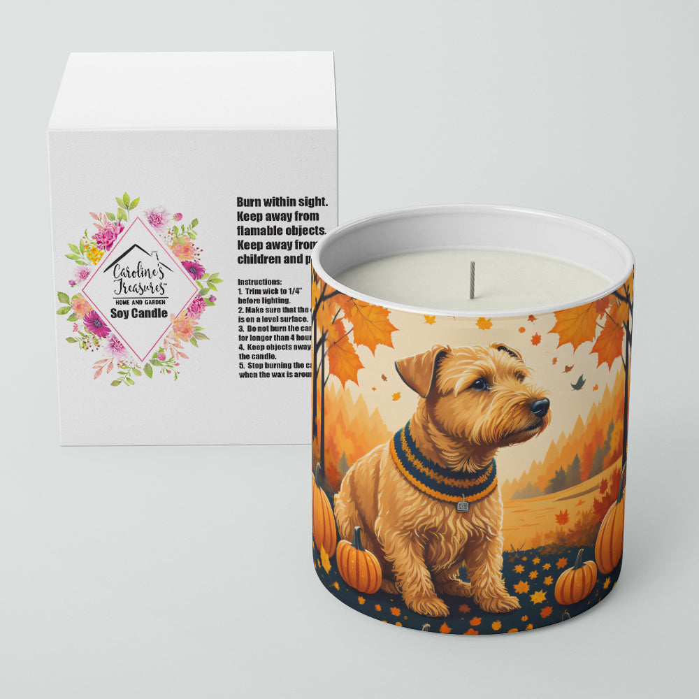 Lakeland Terrier Fall Decorative Soy Candle Nature Soy Wax Essential Oil Home Decor Ideal for Bedroom Kitchen Bath Office Gift, 10 oz