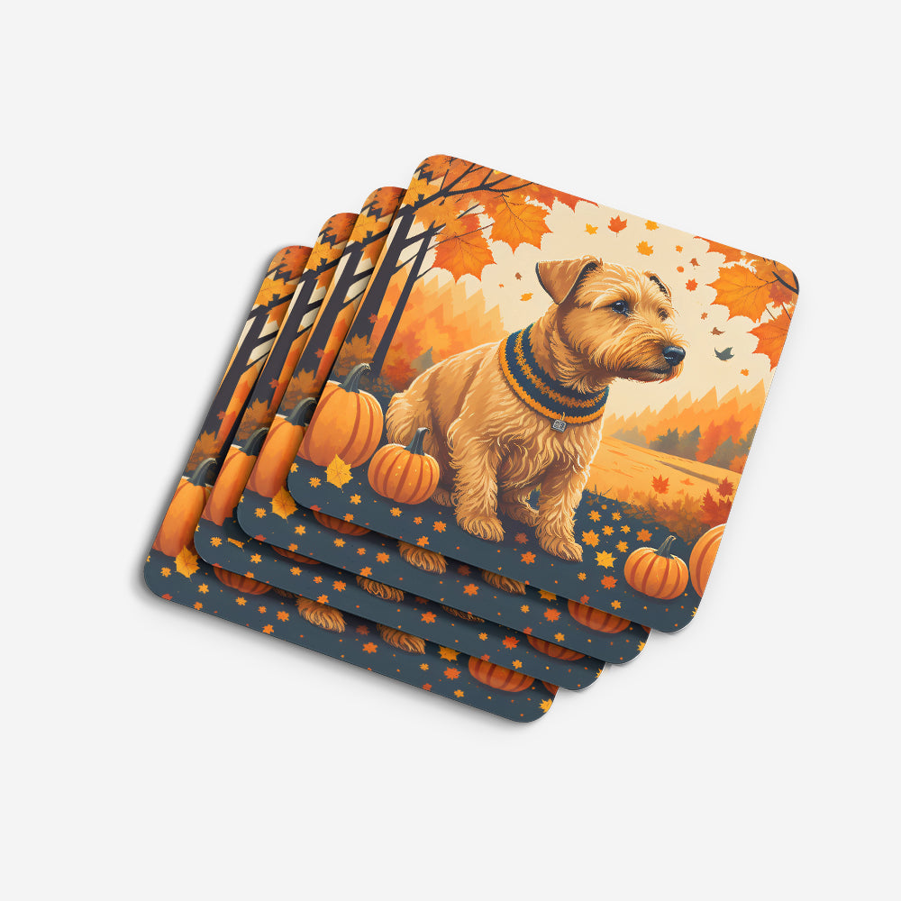 Lakeland Terrier Fall Foam Coasters Set of 4 Cup Coasters for Indoor Outdoor, Tabletop Protection, Anti Slip, Mouse pad Material