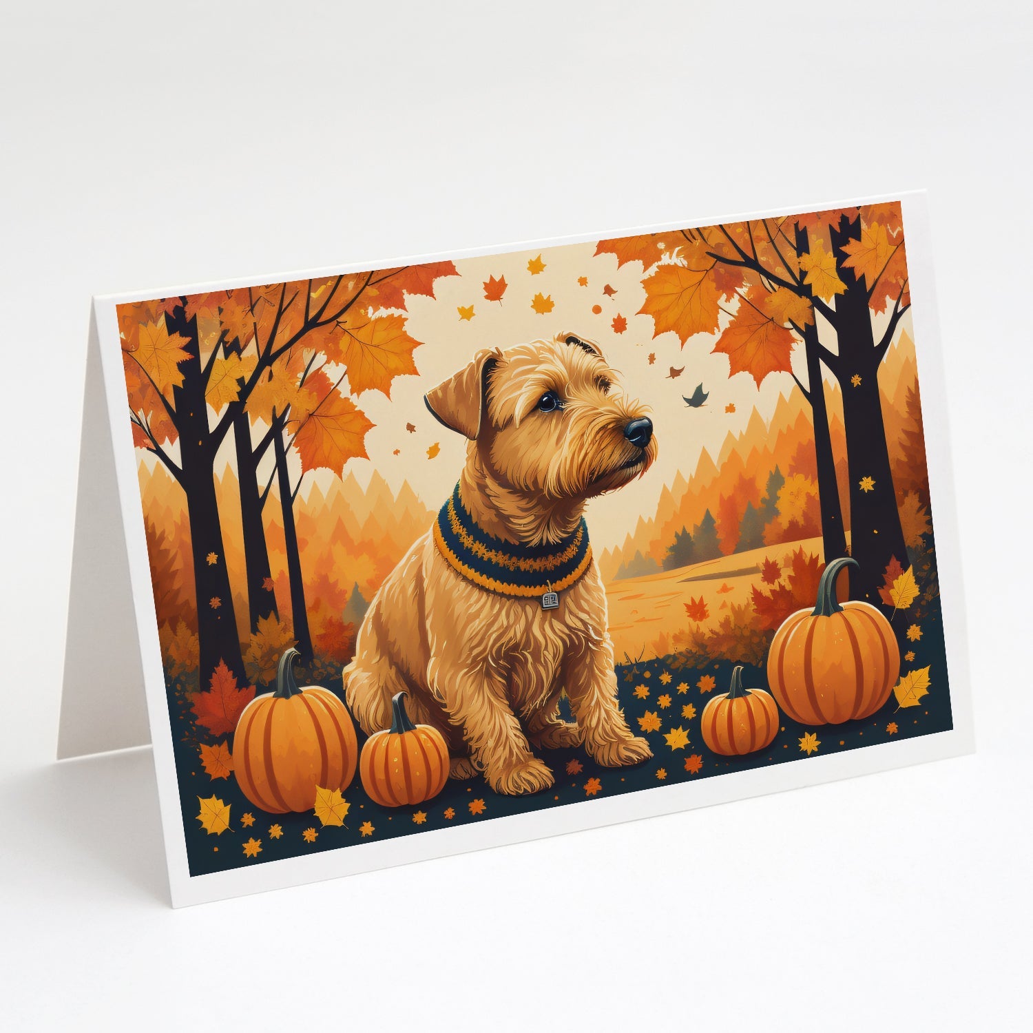 Lakeland Terrier Fall Greeting Cards Pack of 8 Blank Cards with Envelopes Whimsical A7 Size 5x7