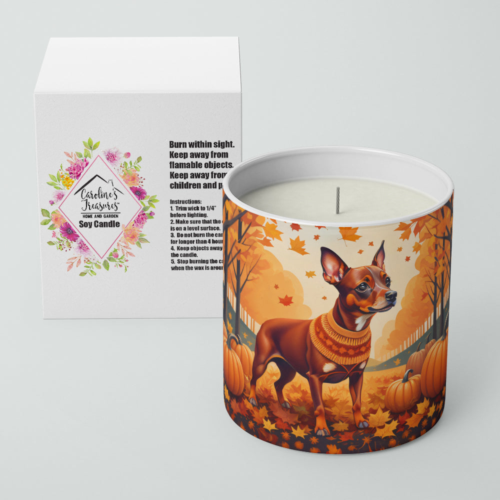 Red Miniature Pinscher Fall Decorative Soy Candle Nature Soy Wax Essential Oil Home Decor Ideal for Bedroom Kitchen Bath Office Gift, 10 oz