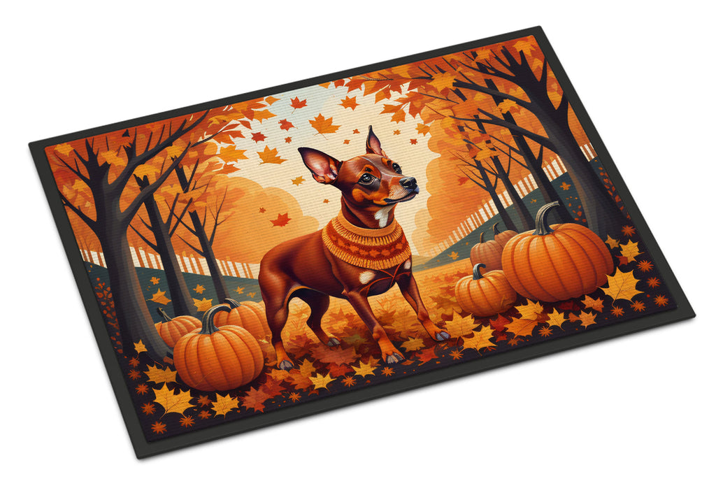 Red Miniature Pinscher Fall Doormat Indoor Outdoor 24H X 36W Front Door Mat Rugs for Entryway, Non Slip Washable Low Pile,