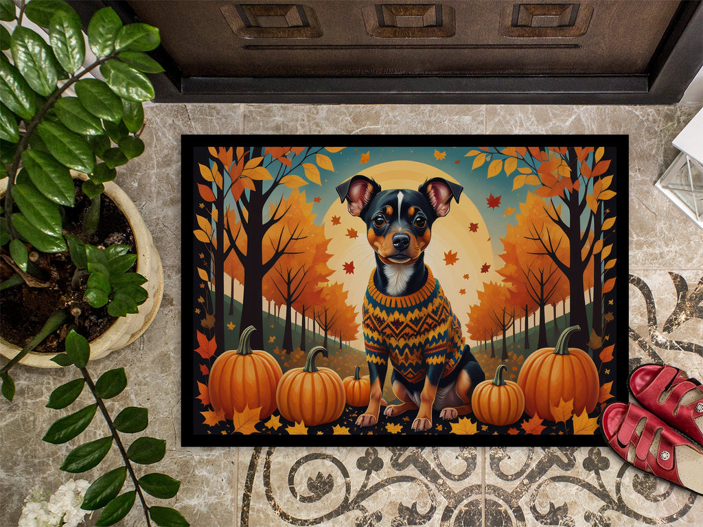 Miniature Pinscher Fall Doormat Indoor Outdoor 24H X 36W Front Door Mat Rugs for Entryway, Non Slip Washable Low Pile,
