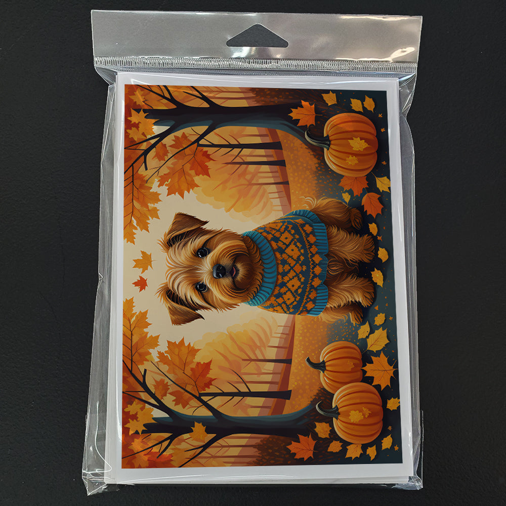 Norfolk Terrier Fall Greeting Cards Pack of 8 Blank Cards with Envelopes Whimsical A7 Size 5x7