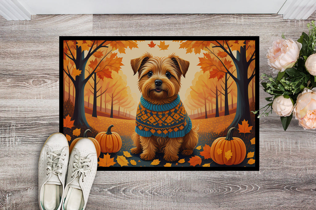 Norfolk Terrier Fall Doormat Indoor Outdoor 24H X 36W Front Door Mat Rugs for Entryway, Non Slip Washable Low Pile,