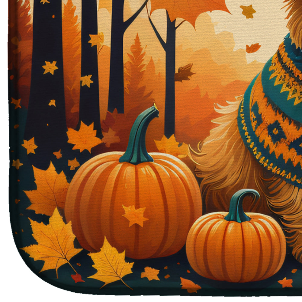 Norwich Terrier Fall Dish Drying Mat Absorbent Dish Drying Mat Pad for Kitchen Counter Dish Drainer Mat for Countertop, 14 x 21", Multicolor