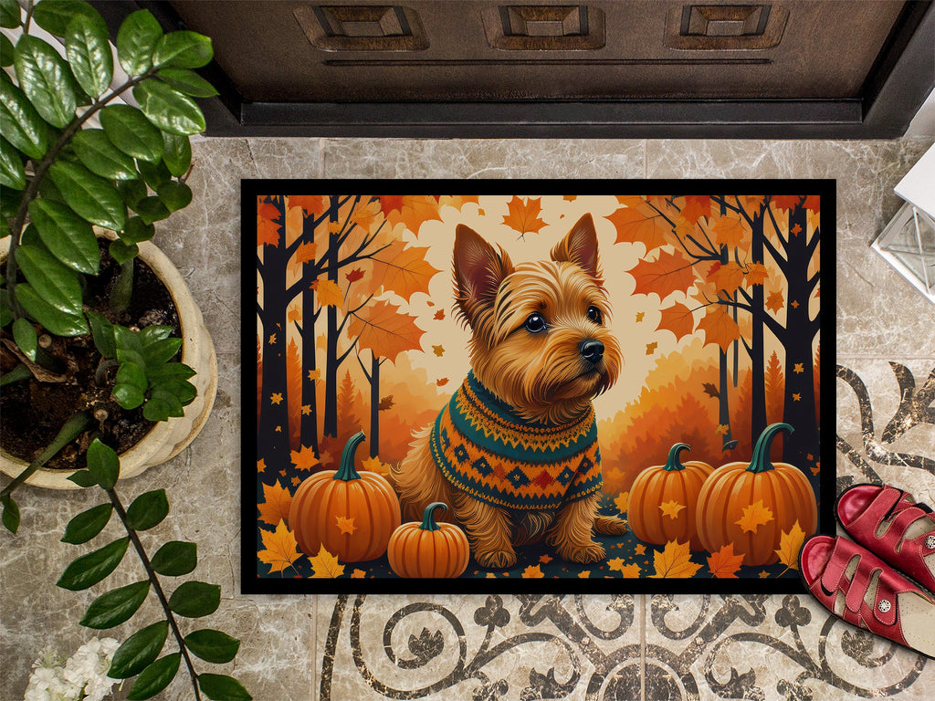 Norwich Terrier Fall Doormat Indoor Outdoor 18H X 27W Front Door Mat Rugs for Entryway, Non Slip Washable