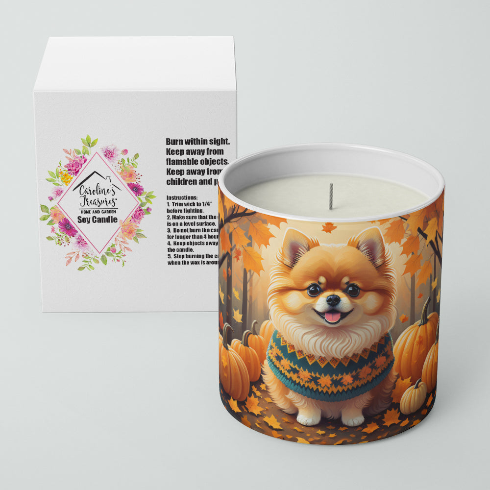 Pomeranian Fall Decorative Soy Candle Nature Soy Wax Essential Oil Home Decor Ideal for Bedroom Kitchen Bath Office Gift, 10 oz