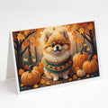 Pomeranian Fall Greeting Cards Pack of 8 Blank Cards with Envelopes Whimsical A7 Size 5x7