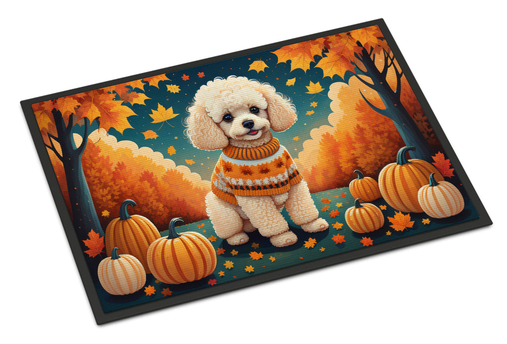 Poodle Fall Doormat Indoor Outdoor 24H X 36W Front Door Mat Rugs for Entryway, Non Slip Washable Low Pile,