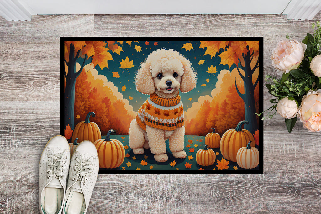 Poodle Fall Doormat Indoor Outdoor 24H X 36W Front Door Mat Rugs for Entryway, Non Slip Washable Low Pile,