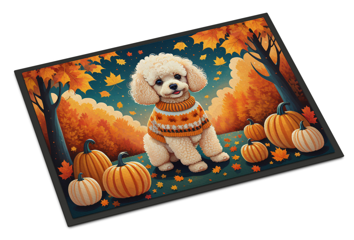 Poodle Fall Doormat Indoor Outdoor 18H X 27W Front Door Mat Rugs for Entryway, Non Slip Washable