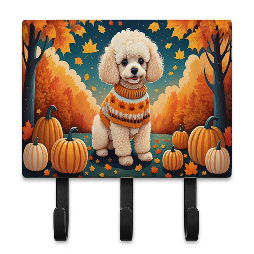 Poodle Fall Leash or Key Holder Wall Hooks, Coat Rack Wall Mount, for Hanging Keys, Towels, Aprons, Leashes