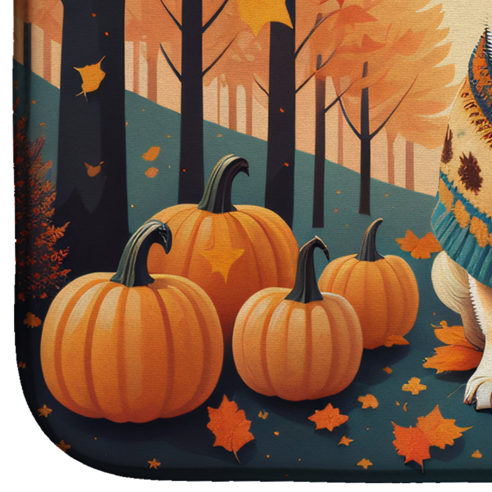 Fawn Pug Fall Dish Drying Mat Absorbent Dish Drying Mat Pad for Kitchen Counter Dish Drainer Mat for Countertop, 14 x 21", Multicolor