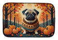 Fawn Pug Fall Dish Drying Mat Absorbent Dish Drying Mat Pad for Kitchen Counter Dish Drainer Mat for Countertop, 14 x 21", Multicolor
