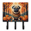 Fawn Pug Fall Leash or Key Holder Wall Hooks, Coat Rack Wall Mount, for Hanging Keys, Towels, Aprons, Leashes