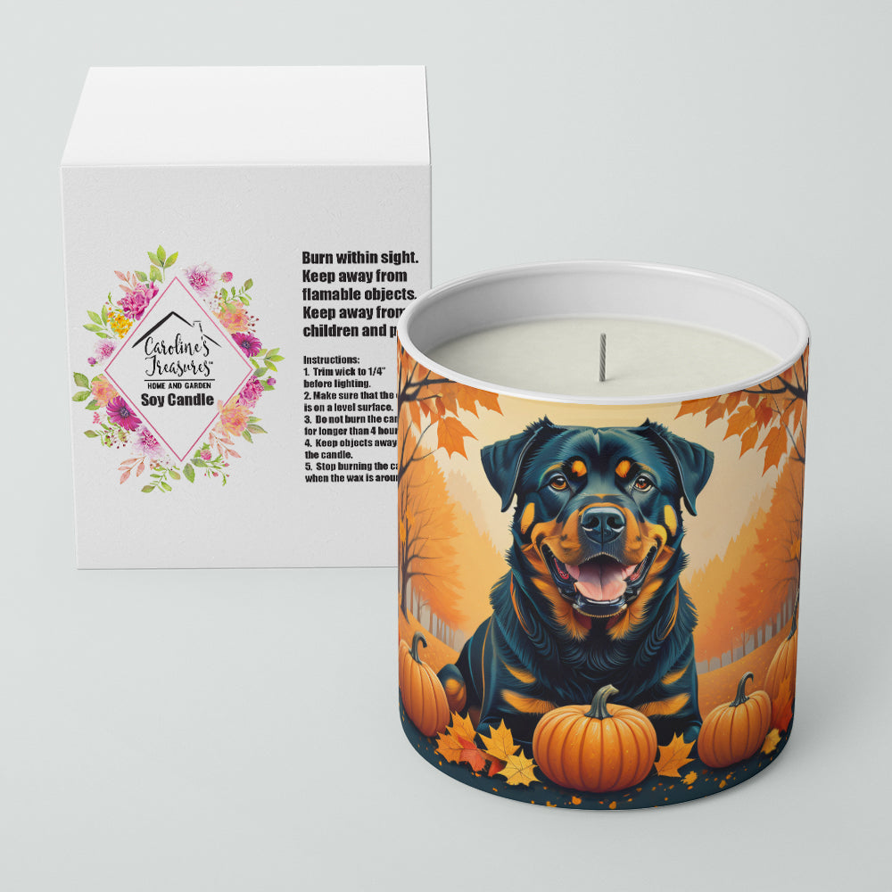 Rottweiler Fall Decorative Soy Candle Nature Soy Wax Essential Oil Home Decor Ideal for Bedroom Kitchen Bath Office Gift, 10 oz
