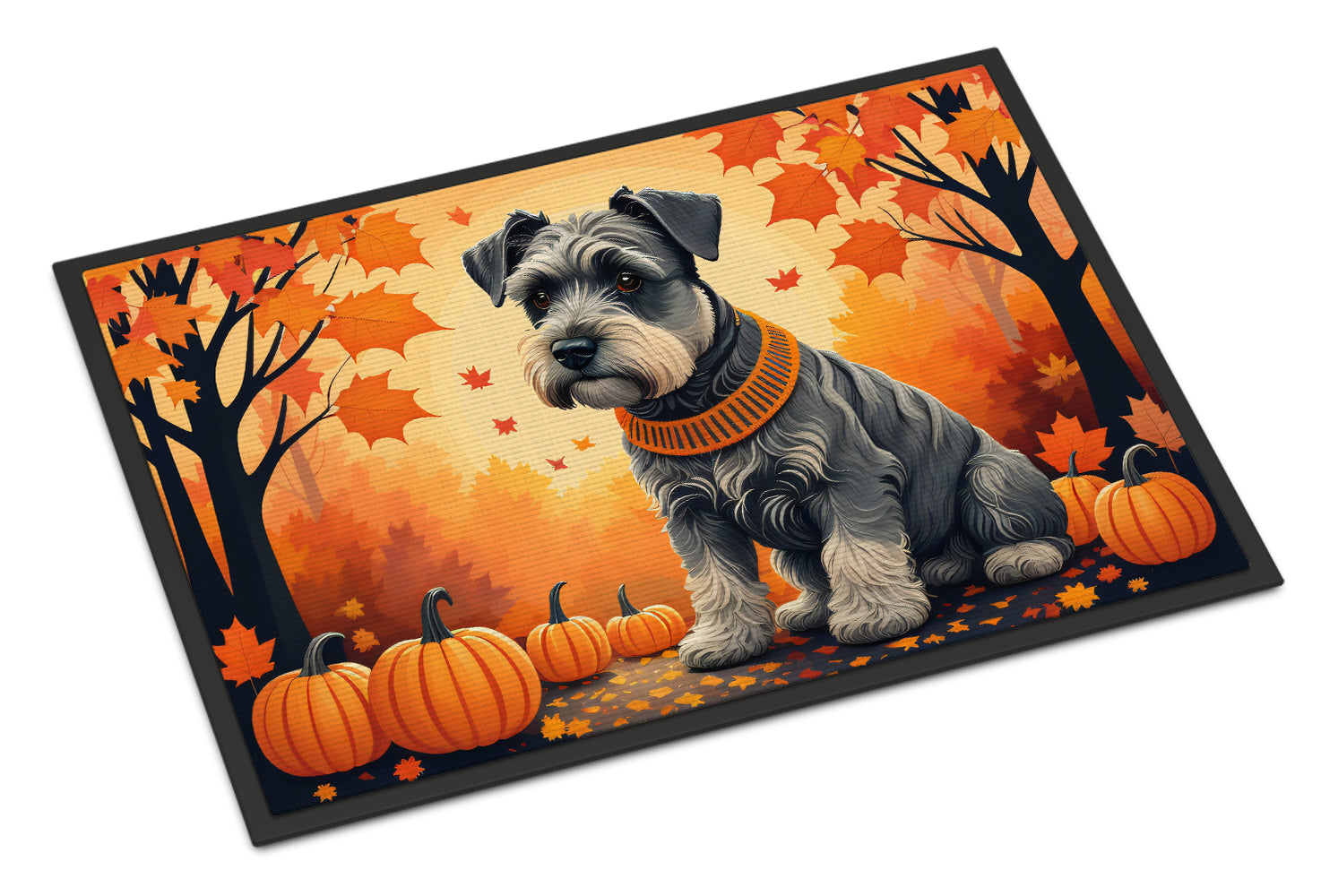 Schnauzer Fall Doormat Indoor Outdoor 18H X 27W Front Door Mat Rugs for Entryway, Non Slip Washable