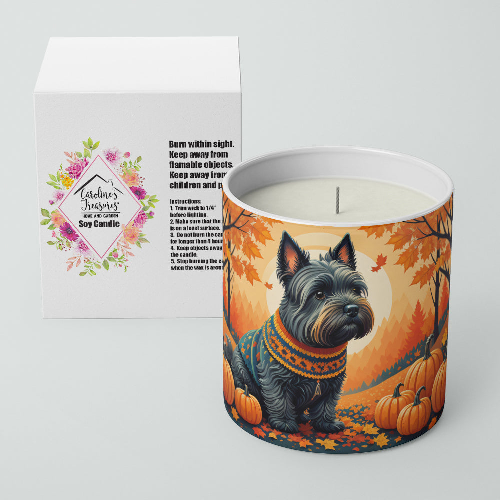 Scottish Terrier Fall Decorative Soy Candle Nature Soy Wax Essential Oil Home Decor Ideal for Bedroom Kitchen Bath Office Gift, 10 oz