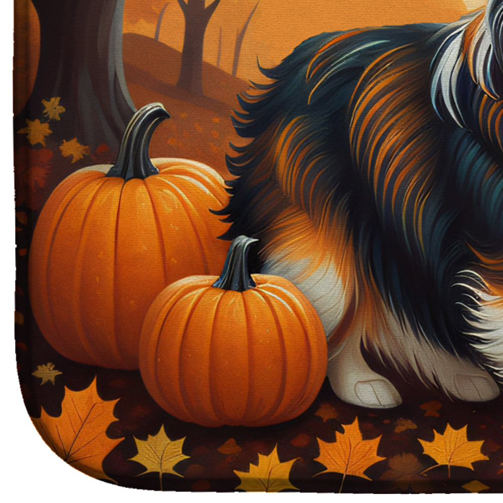 Sheltie Fall Dish Drying Mat Absorbent Dish Drying Mat Pad for Kitchen Counter Dish Drainer Mat for Countertop, 14 x 21", Multicolor