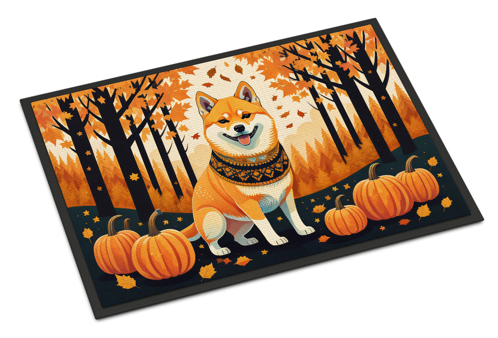 Shiba Inu Fall Doormat Indoor Outdoor 18H X 27W Front Door Mat Rugs for Entryway, Non Slip Washable