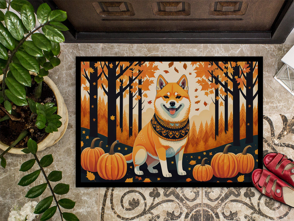 Shiba Inu Fall Doormat Indoor Outdoor 18H X 27W Front Door Mat Rugs for Entryway, Non Slip Washable