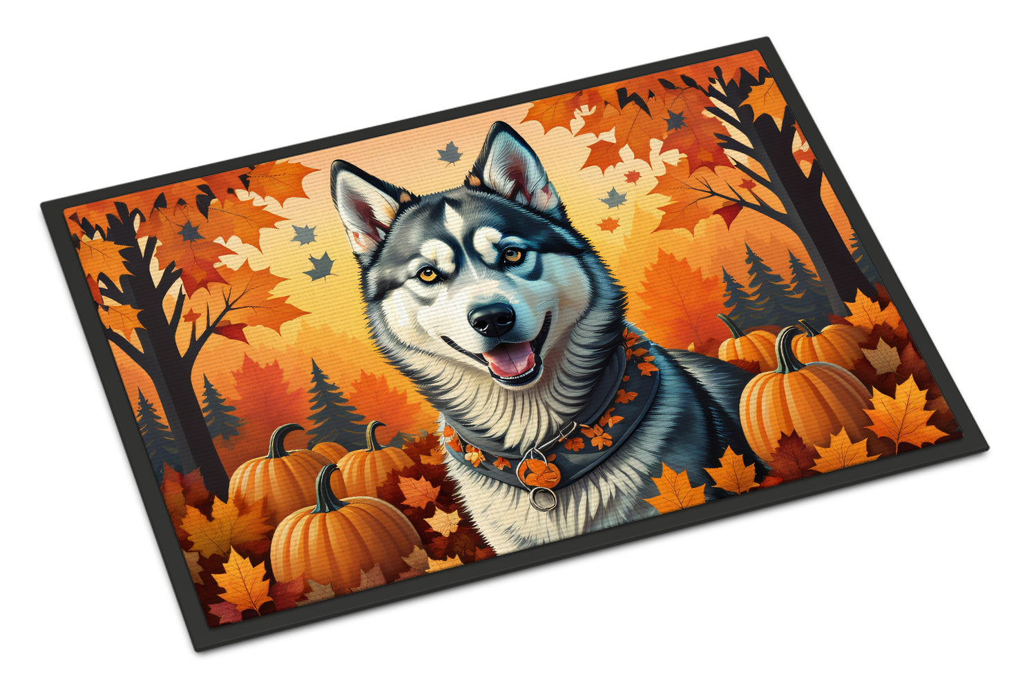 Siberian Husky Fall Doormat Indoor Outdoor 24H X 36W Front Door Mat Rugs for Entryway, Non Slip Washable Low Pile,