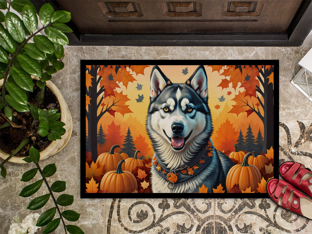 Siberian Husky Fall Doormat Indoor Outdoor 24H X 36W Front Door Mat Rugs for Entryway, Non Slip Washable Low Pile,