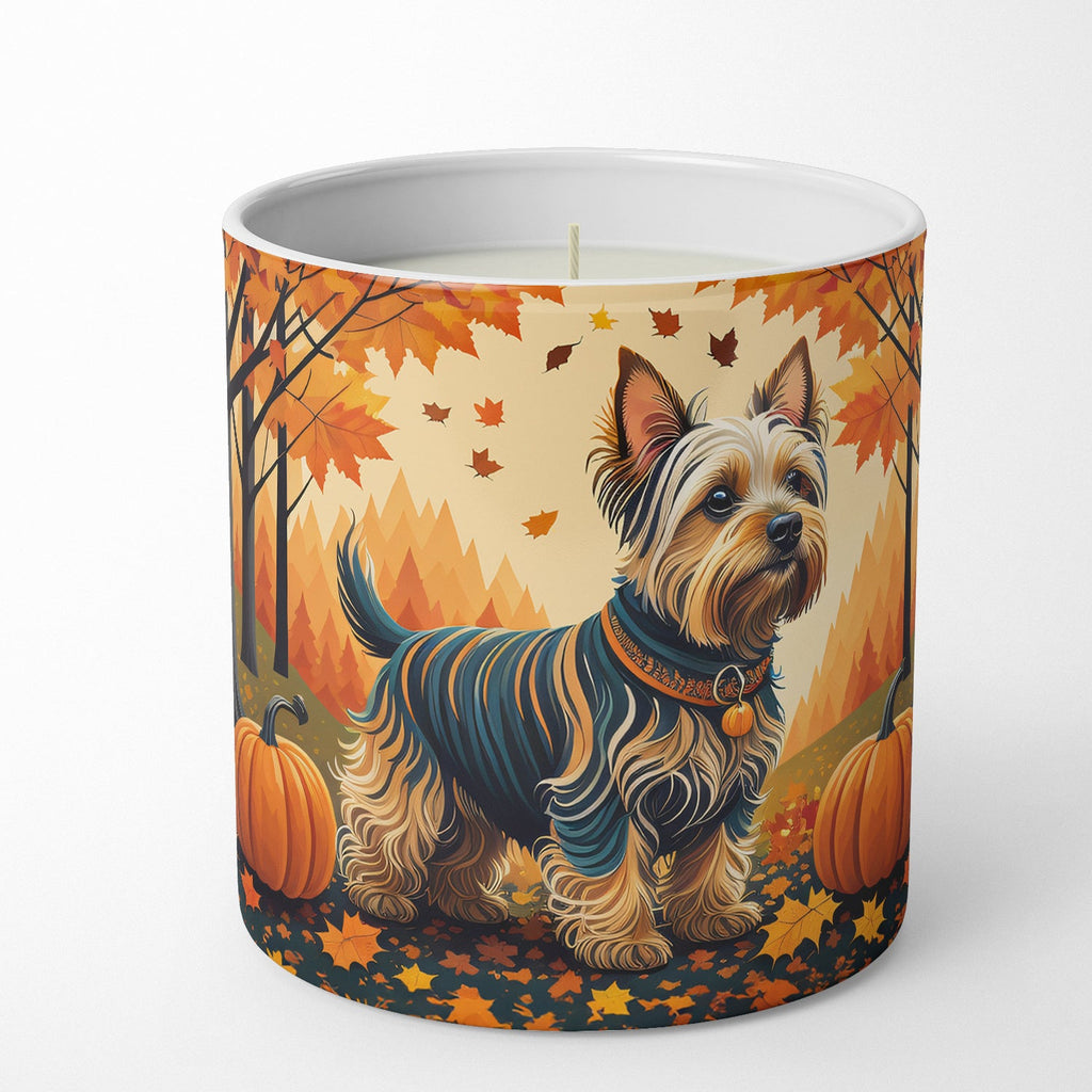 Silky Terrier Fall Decorative Soy Candle Nature Soy Wax Essential Oil Home Decor Ideal for Bedroom Kitchen Bath Office Gift, 10 oz