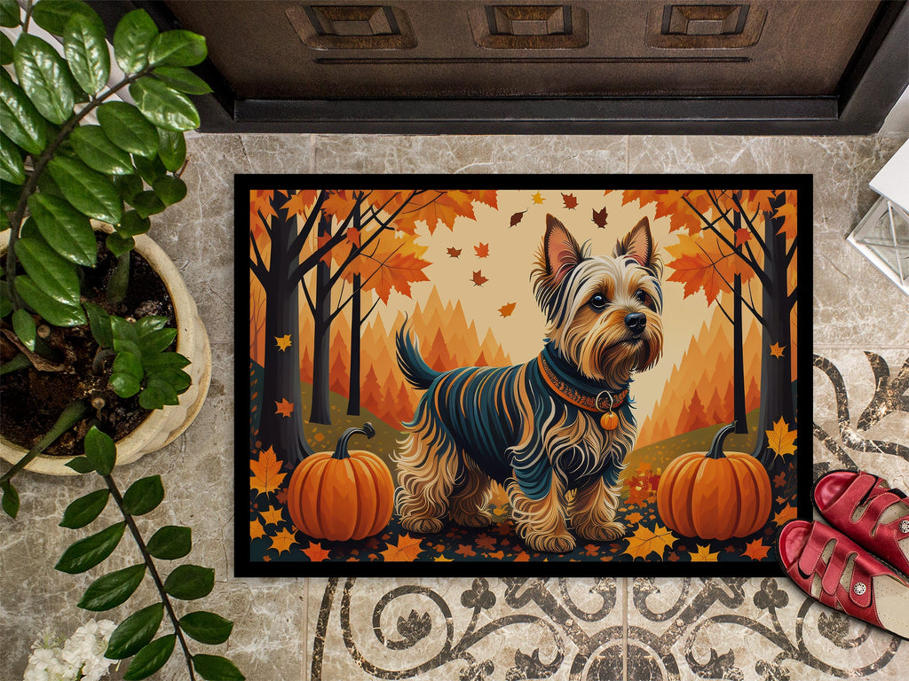 Silky Terrier Fall Doormat Indoor Outdoor 18H X 27W Front Door Mat Rugs for Entryway, Non Slip Washable