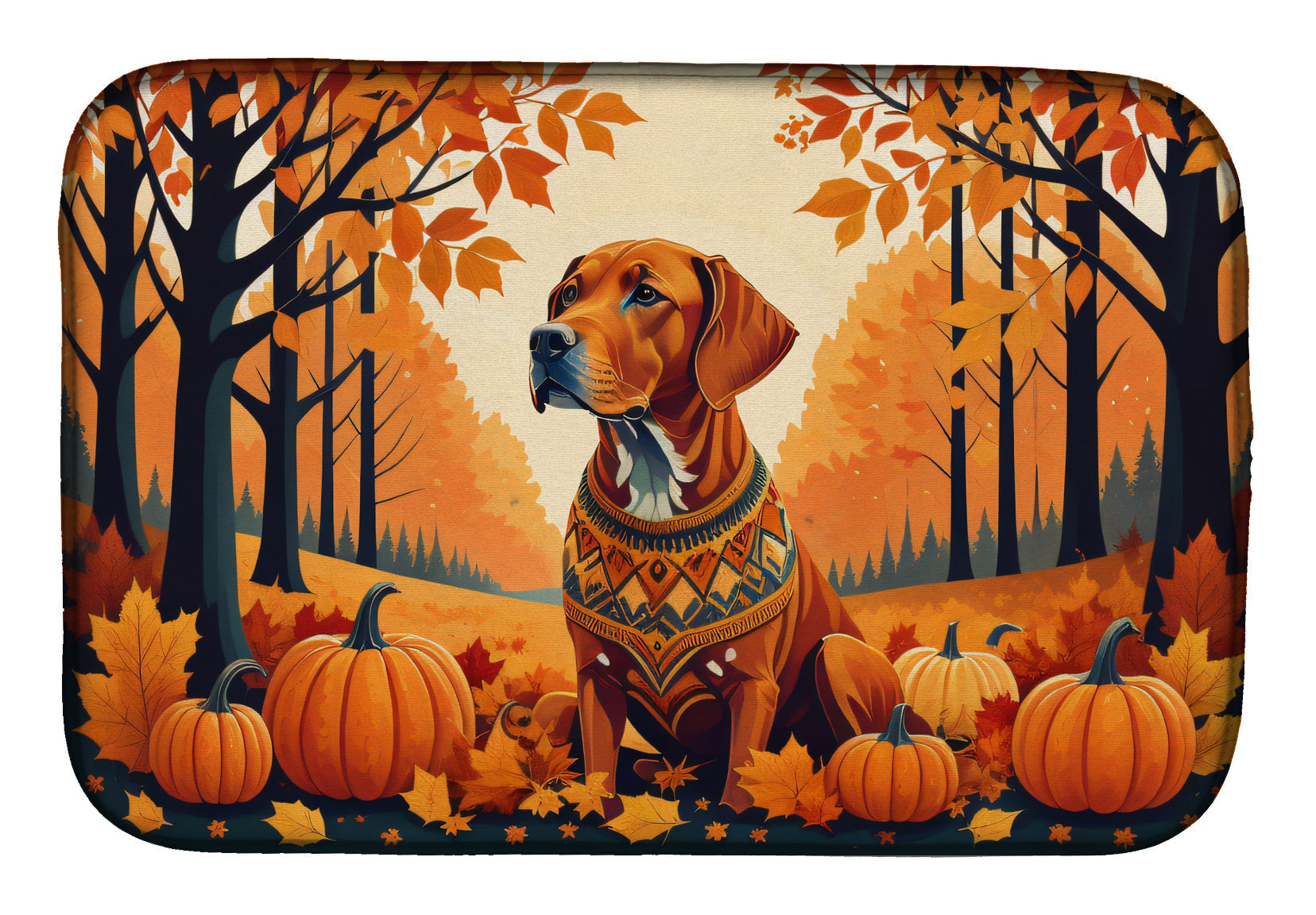 Vizsla Fall Dish Drying Mat Absorbent Dish Drying Mat Pad for Kitchen Counter Dish Drainer Mat for Countertop, 14 x 21", Multicolor