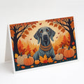 Weimaraner Fall Greeting Cards Pack of 8 Blank Cards with Envelopes Whimsical A7 Size 5x7