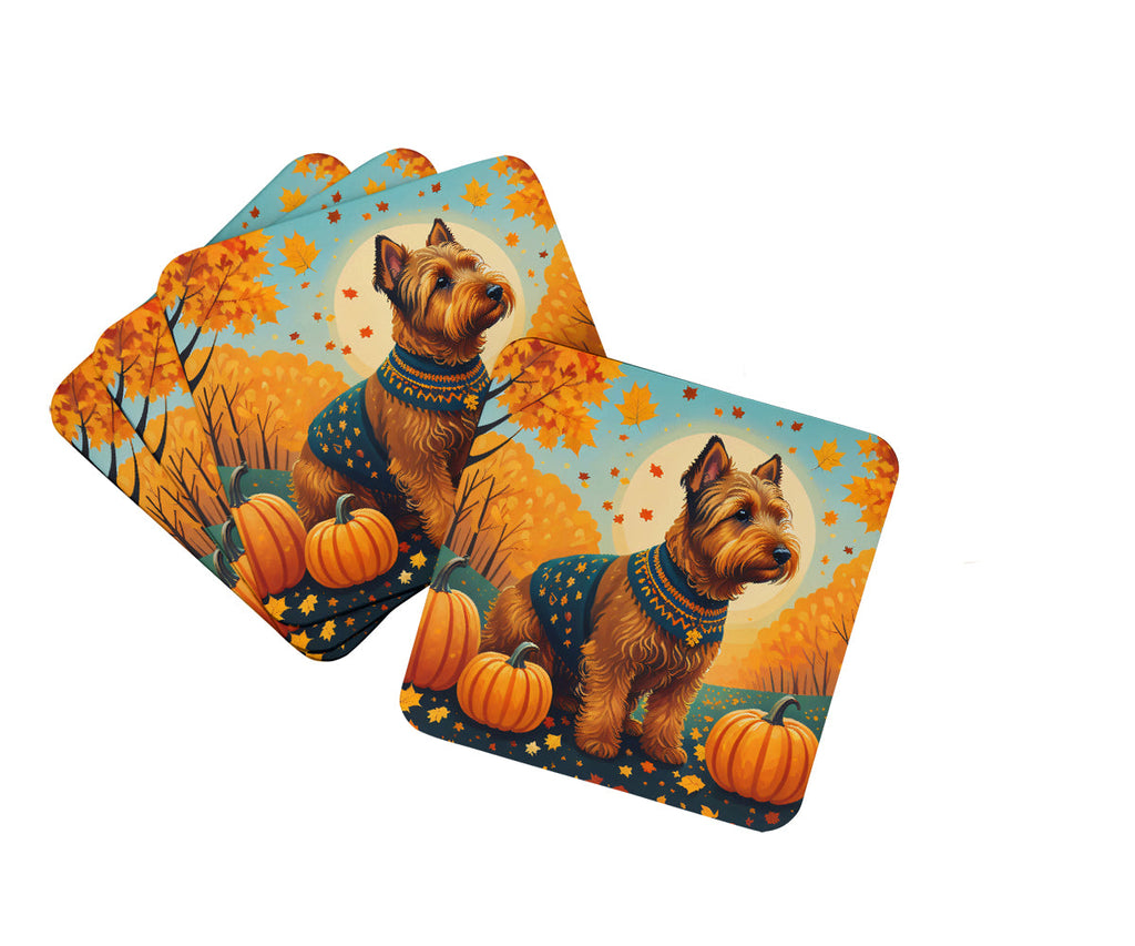Welsh Terrier Fall Foam Coasters Set of 4 Cup Coasters for Indoor Outdoor, Tabletop Protection, Anti Slip, Mouse pad Material