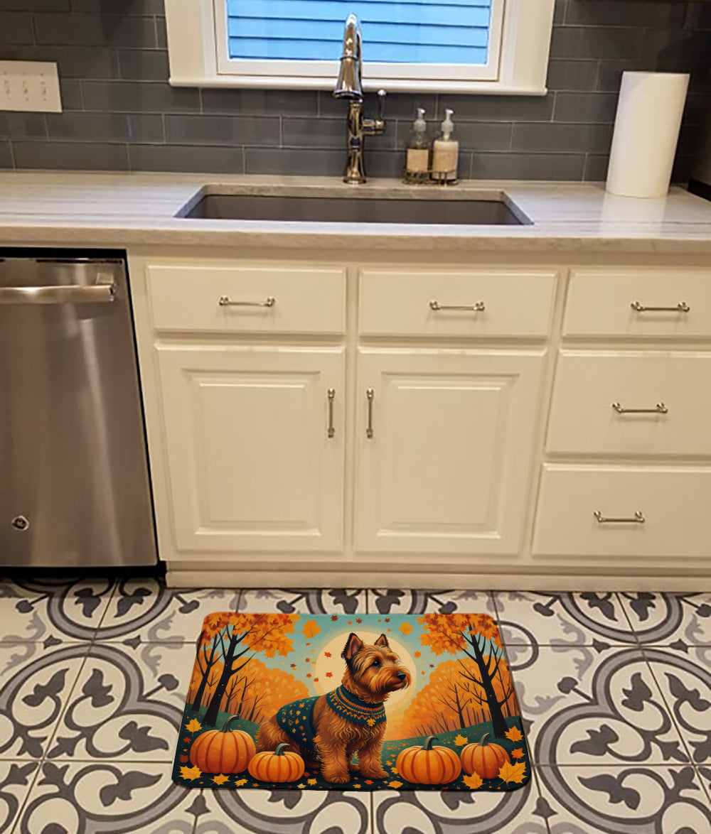 Welsh Terrier Fall Memory Foam Kitchen Mat Machine Washable Anti-Fatigue Cushion Comfort Bath or Kitchen Rug