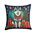 Alaskan Malamute Christmas Decorative Throw Pillow 14x14 Indoor Outdoor Accent Cushion, Fabric Cover with Insert for Sofa, Bed, Porch & Living Room