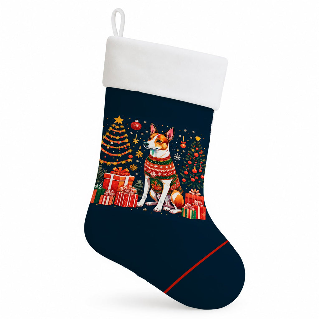 Basenji Christmas Holiday Stocking Double-Sided Print, Polyester Suede,11x18, Made in USA