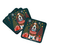 Basset Hound Christmas Foam Coasters Set of 4 Cup Coasters for Indoor Outdoor, Tabletop Protection, Anti Slip, Mouse pad Material
