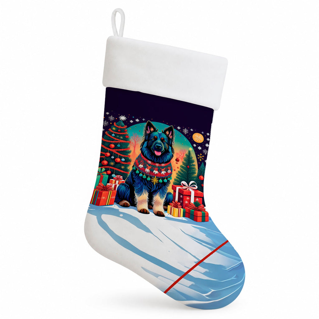 Belgian Sheepdog Christmas Holiday Stocking Double-Sided Print, Polyester Suede,11x18, Made in USA