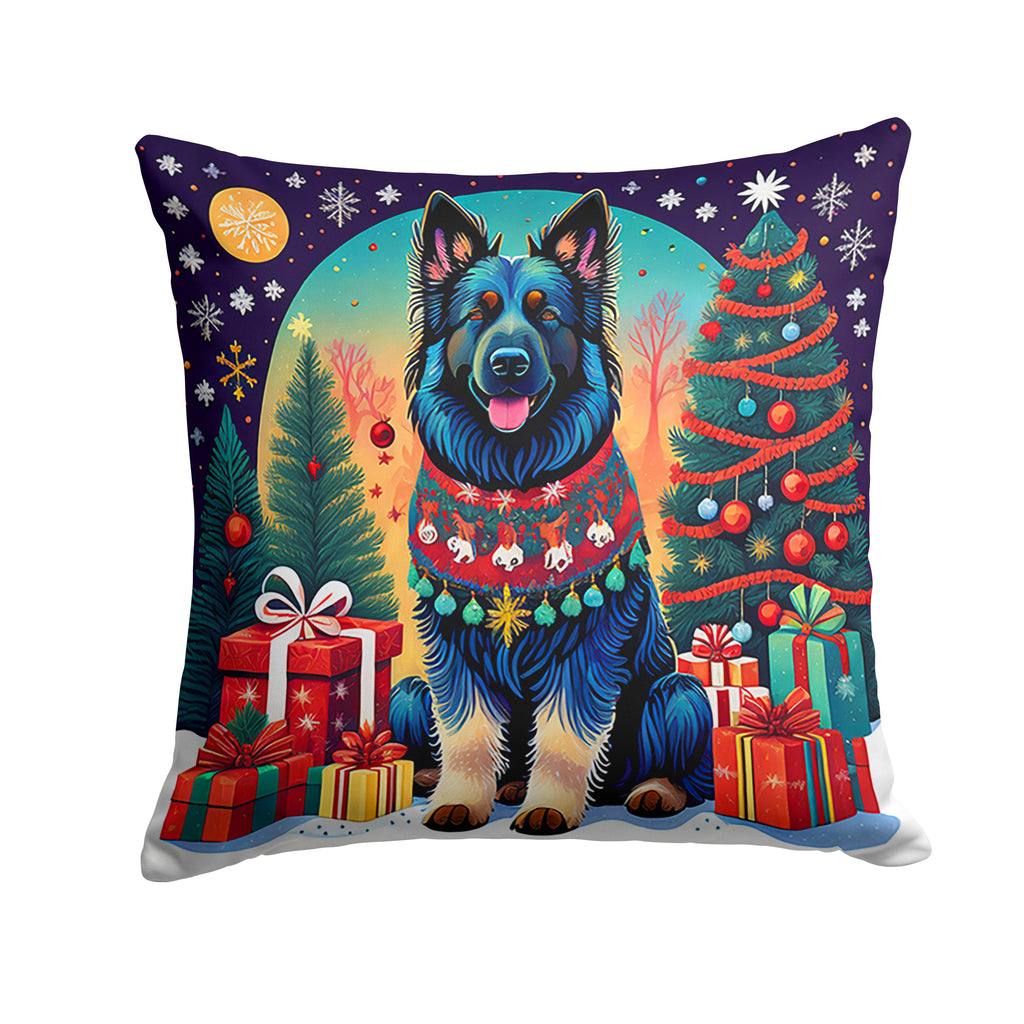 Belgian Sheepdog Christmas Decorative Throw Pillow 18x18 Indoor Outdoor Accent Cushion, Fabric Cover with Insert for Sofa, Bed, Porch & Living Room