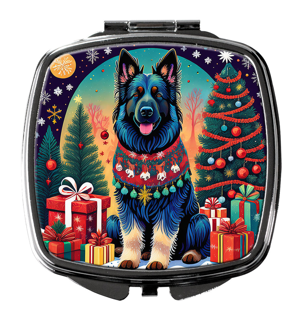 Belgian Sheepdog Christmas Compact Mirror Decorative Travel Makeup Mirror for Women Girls Gifts Pocket Makeup Mirror Folding Handheld