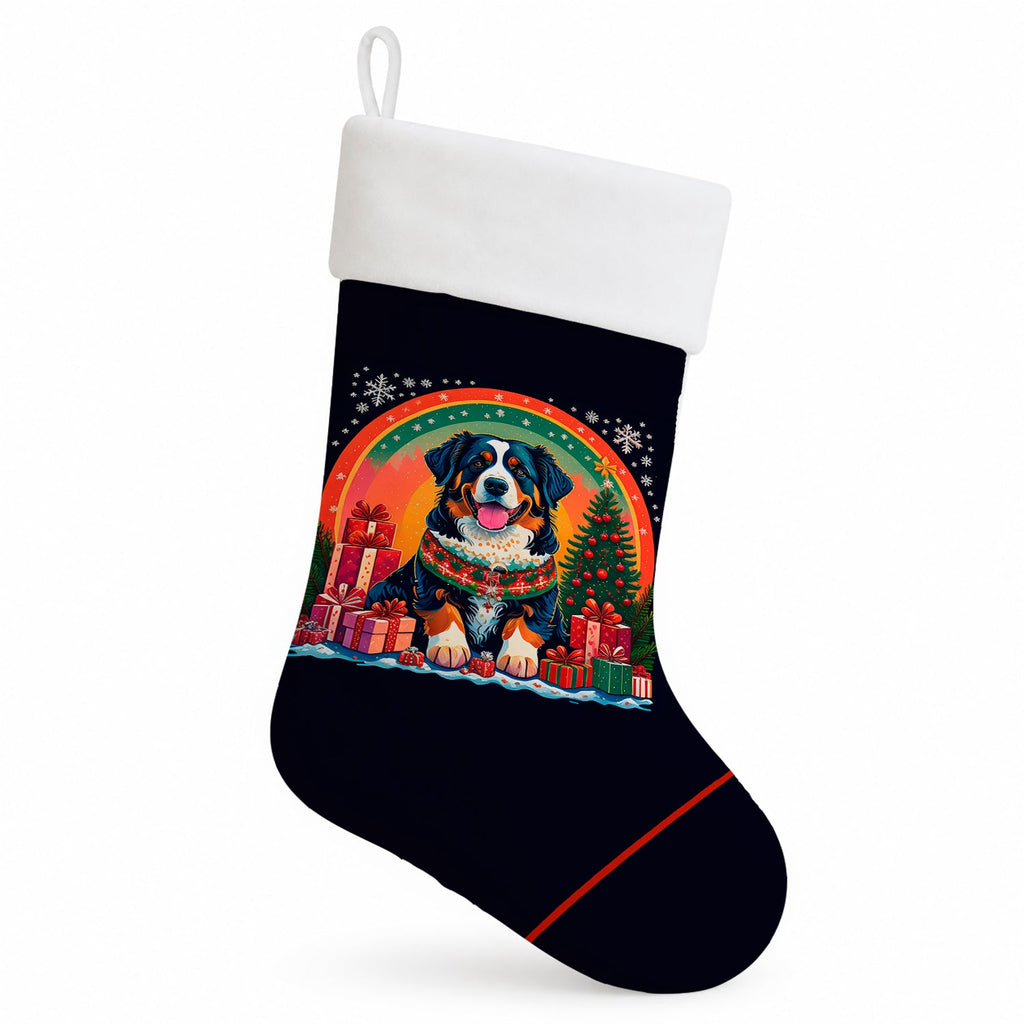 Bernese Mountain Dog Christmas Holiday Stocking Double-Sided Print, Polyester Suede,11x18, Made in USA