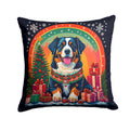 Bernese Mountain Dog Christmas Decorative Throw Pillow 14x14 Indoor Outdoor Accent Cushion, Fabric Cover with Insert for Sofa, Bed, Porch & Living Room