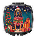 Bloodhound Christmas Compact Mirror Decorative Travel Makeup Mirror for Women Girls Gifts Pocket Makeup Mirror Folding Handheld