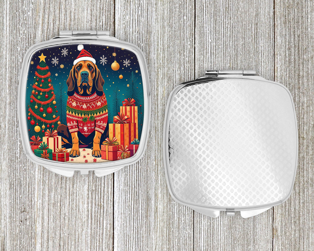 Bloodhound Christmas Compact Mirror Decorative Travel Makeup Mirror for Women Girls Gifts Pocket Makeup Mirror Folding Handheld
