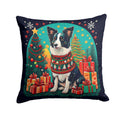 Border Collie Christmas Decorative Throw Pillow 14x14 Indoor Outdoor Accent Cushion, Fabric Cover with Insert for Sofa, Bed, Porch & Living Room