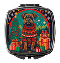 Border Terrier Christmas Compact Mirror Decorative Travel Makeup Mirror for Women Girls Gifts Pocket Makeup Mirror Folding Handheld