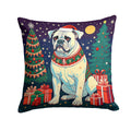White Boxer Christmas Decorative Throw Pillow 18x18 Indoor Outdoor Accent Cushion, Fabric Cover with Insert for Sofa, Bed, Porch & Living Room