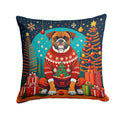 Boxer Christmas Decorative Throw Pillow 18x18 Indoor Outdoor Accent Cushion, Fabric Cover with Insert for Sofa, Bed, Porch & Living Room